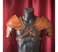 Cachorro Espauliers Steampunk, Armure D'Épaule en Cuir PU Réglable, Épaulettes en Cuir Multicouche Médiéval, Guerrier Viking Gladiateur Chevalier Cosplay Costume Party Accessoires,Marron