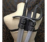 Cachorro Grenouille Épée Sorceleur Médiéval, Fourreau Viking Double Dos, Étui en Cuir De Guerrier Pirate Cosplay Costume Accessoires, Accessoires De Tir À l'arc en Plein Air,Noir