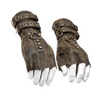 Cachorro Protège-Bras Steampunk, Médiéval Rivet Ceinture Boucle Open-Toe Gants, Réglable Rétro Chevalier Gauntlet Bracer Pour Hommes Et Femmes, Halloween Cosplay Accessoires,Marron