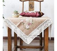 Cachpib Kit de broderie à faire soi-même pour nappe carrée de 90 x 90 cm - Fil à broder - Tissu sans cercle à broder - Marron (produit non fini)