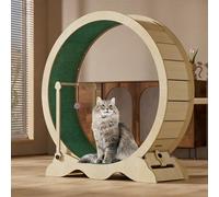 Cachpib Roue pour chat - Diamètre : 110 cm - En bois | Vélo pour chat - Appareil de fitness pour perte de poids, tapis de course avec tapis amovible, balle Lock & Playing Ball