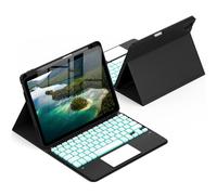 CACOE Clavier Étui Compatible avec iPad Air 11 Pouces (M4 2026/M3 2025/M2 2024) Air 6/5/4e Génération avec Pavé Tactile, Rétroéclairage 7 Couleurs, [AZERTY] sans Fil Détachable, Noir
