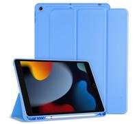 CACOE Coque pour iPad 9ème/8ème/7ème Génération avec Porte-Crayon, Housse Étui de Protection Ultra Fin Housse en TPU avec Auto Réveil/Sommeil pour iPad 10.2, Bleu Ciel