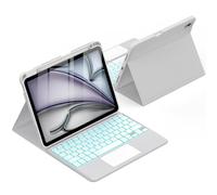 CACOE Étui de clavier compatible avec iPad Air 7 génération 2025 M3 11"/Air 6/5/4 génération 2024/2022/2020 avec pavé tactile, éclairage 7 couleurs, clavier espagnol sans fil amovible, gris