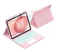 CACOE Étui de clavier compatible avec iPad Air 7 génération 2025 M3 11 pouces/Air 6/5/4 génération 2024/2022/2020 avec pavé tactile, éclairage 7 couleurs, clavier espagnol sans fil amovible, rose