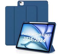 CACOE Étui pour iPad Air 13" M3/M2 2025/2024 avec Porte-Stylo, Coque arrière Fine en TPU avec Fonction réveil/Sommeil Automatique, Bleu Marine