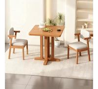 Cact Ensemble table de salle à manger 2 places avec chaises en rotin, table de cuisine en bois et pieds en pin massif, parfait pour les petits, les coins de petit-déjeuner, les appartements, les