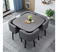 Cact Ensemble table de salle à manger ronde de 80 cm avec 4 chaises à bascule - Fourrure peu encombrante pour petit bureau, appartement ou salle à manger - Design moderne et Slish
