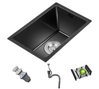 Cact Évier de cuisine en acier Inless 45 x 45 cm avec siphon de vidage - Parfait pour les véhicules récréatifs et les bars - Polyvalent, au-dessus du comptoir, bassin d'eau