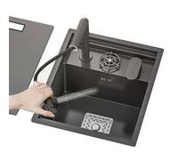 Cact Inless Évier à barre en acier avec robinet rabattable - Bol simple gain de place, idéal pour les petites cuisines, la vaisselle, les divertissements et les bars à domicile