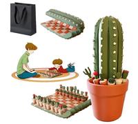 Cactichess - Roll up Cactus Chess Set, 32PCS Portable Magnetic Chess Game Set, Forgecore Creative and Rollable Set, Pieces for on-The-Go Gaming, for Family, Friends and Plant Lovers (1PCS)