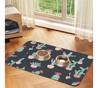Cactus 1 Impression de Nappe en cuir absorbant pour animaux de compagnie, tapis en cuir absorbant pour animaux de compagnie, zone d'alimentation bien rangée pour chiens, chats, animaux de compagnie