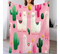 Cactus Alpaga Couverture Polaire 150x200cm, Animal Mignon De Dessin Animé Flanelle Couverture Polaire, Couvertures en Flanelle Confortable pour Aux Canapés Et Aux Lits Chaud Durable