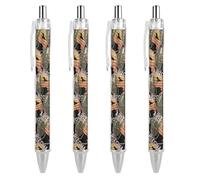 Cactus And Ea-gle Lot de 4 stylos à bille rétractables 0,5 mm Encre lisse Noir