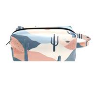 Cactus and Mountains Boho Seamless Pattern Women Cosmetic Bag Beauty Bag Portable Hanging Travel Toiletry Bag Leather Make Up Pouch Kids Pencil Case, Multicolore 10., 8.2x3.1x3.5 in/21x8x9 cm