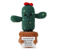 Cactus au Crochet, 13,5cm Fait à la Main Pomme de Terre Positive Jouet Drôle Positive Potato Mignon Poupée Cadeaux avec Carte d'Encouragement pour la Décoration de Fête à la Maison