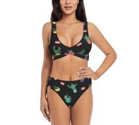 Cactus.. Bikini pour femme Split Maillot de bain Short et Tops Sports nautiques Été, Noir , M