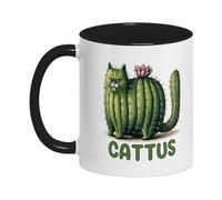 Cactus Cartoon Cat Mug, Whimsical Animal Tea Cup, Reliable with Handle Feature, Authentic Desk Accessory, Decorative Tableware with Simple Design, Utility Tool for Animal Lovers and Living Room