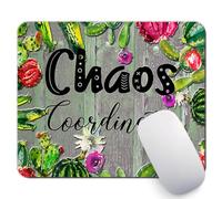 Cactus Chaos Coordinator Tapis de souris avec citation amusante Vert Succulent Aquarelle Tapis de souris Accessoires de bureau Fournitures de décoration