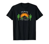 Cactus Coucher de Soleil du Texas T-Shirt Graphique avec Valeur, Homme, Noir, M