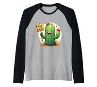 Cactus de Dessin animé Tenant Un Panneau Qui Dit câlin avec Prudence, dans Manche Raglan