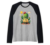 Cactus de Dessin animé Tenant Un Panneau Qui Dit câlin avec Prudence, dans Manche Raglan