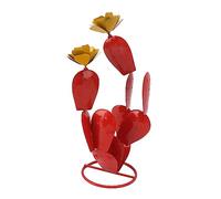 Cactus De Figue De Barbarie En Métal Avec Fleurs, Statue De Cactus Rustique En Fer, Sculpture De Décoration du Désert Pour Jardin, Cour, Pelouse, Patio, Accent Rouge Vif, Figurines De Décoration, Déco