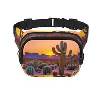Cactus Desert Sunsets Sac banane unisexe tendance pour l'entraînement, la course, les voyages et la randonnée, Noir , Taille unique