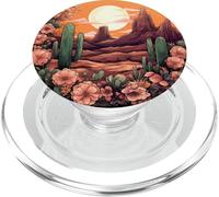 Cactus Desert Western Country Boho Paysage Beige Marron PopSockets PopGrip pour MagSafe
