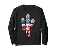 Cactus Drapeau Américain USA Drip Graffiti Patriotisme Amoureux Manche Longue