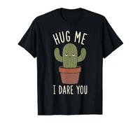 Cactus drôle Hug Me I Dare You Pun T-Shirt Graphique avec Valeur, Homme, Noir, S