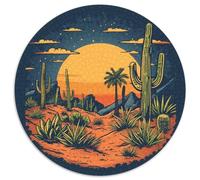 Cactus du désert 1000 Pièce Jigsaw Puzzles Jeux Éduchatifs Soulageur De Stress Puzzles Ronds Belle DécoRation Puzzle pour Cadeaux De Voyage, Présent 1000pcs (67.5x67.5cm)