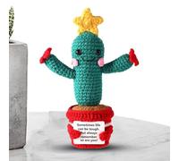 Cactus émotionnels au Crochet - de Soutien d'encouragement - de en Laine tricotée, étoile en Peluche inspirante au Crochet avec Message Positif pour décoration de fête