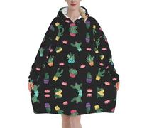 Cactus.. Femmes Sherpa Sweatshirt Couverture Longue Chaud Confortable Surdimensionné Portable Poche Sweat à Capuche Adulte