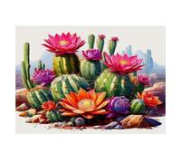 Cactus Fleur Roche Puzzle, 1000 Pièces Jeu D'intérieur Adulte | 38x26cm Carton, Exercice Mental, Découpe Précise, Amateurs De Puzzles, Réduction Du Stress