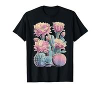 Cactus Floral Pastel Plante Succulente avec Fleurs Botanique T-Shirt