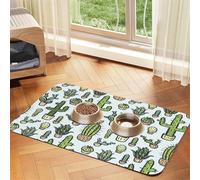 Cactus in White Background Pattern,Waterproof Pet Feeding Mat,PU Leather Placemats for Cat Dog Water Bowl,Food Mats,40x60cm