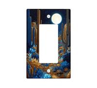 Cactus, interrupteur mural à bascule simple, nature, nuit, lune, désert, sans plastique bleu, taille standard, accents muraux pour salon, chambre à coucher, décoration de bureau