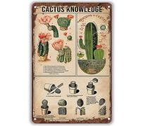 Cactus Knowledge - Plaque en étain vintage - Décoration murale sud-ouest - Décoration murale rustique pour maison, cuisine, bar, chambre, garage, grotte - 20,3 x 30,5 cm