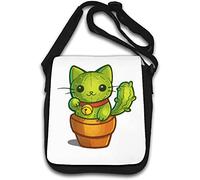 Cactus le chat mignon dessin animé art sac bandoulière blanc