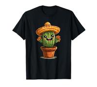 Cactus Mexicain Heureux avec Vibrations Sombrero Fiesta T-Shirt
