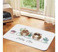 Cactus Mignons Cactus Succulents,Tapis d'alimentation pour Animaux de Compagnie, Sets de Table en Cuir PU pour Chats et Chiens,40x60cm