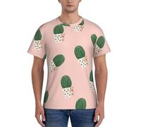 Cactus Pink T-shirt en maille à manches courtes pour homme Séchage rapide, Noir , L