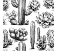 Cactus Plantes Succulentes Papier Peint Épaissir Mat Auto Adhésif 44x1000 cm Plantes Dessinées à La Main Meubles Autocollants Amovible Comptoir Contact Papier Stickers Muraux pour Bains Salon Chambre
