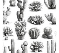 Cactus Plantes Succulentes Papier Peint Épaissir Mat Auto Adhésif 44x1000 cm Plantes Dessinées à La Main Meubles Autocollants Amovible Comptoir Contact Papier Stickers Muraux pour Bains Salon Chambre