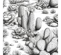 Cactus Plantes Succulentes Papier Peint Épaissir Mat Auto Adhésif 44x1000 cm Plantes Dessinées à La Main Meubles Autocollants Amovible Comptoir Contact Papier Stickers Muraux pour Bains Salon Chambre