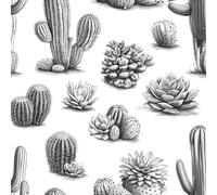 Cactus Plantes Succulentes Papier Peint Épaissir Mat Auto Adhésif 44x500 cm Plantes Dessinées à La Main Meubles Autocollants Amovible Comptoir Contact Papier Stickers Muraux pour Bains Salon Chambre