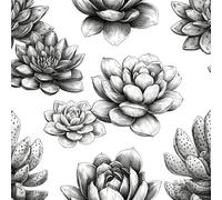 Cactus Plantes Succulentes Papier Peint Épaissir Mat Auto Adhésif 44x500 cm Plantes Dessinées à La Main Meubles Autocollants Amovible Comptoir Contact Papier Stickers Muraux pour Bains Salon Chambre