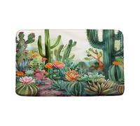 Cactus, Plantes Succulentes Tropicales, Fleurs Vertes Aquarelle, Botanique du Désert du Sud-Ouest Tapis De Bain Absorbant Welcome Paillassons Lavable Tapis De Douche pour Salon Chambre 40X60Cm