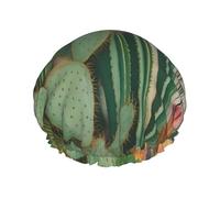 Cactus Plantes Vertes Bonnet De Douche Femme Double Couche Bonnet De Douche Douce Chapeau De Douches Pour Spa Natation Hôtel